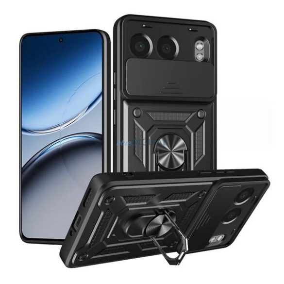 Protector de telefon din silicon Defender (rezistent la șocuri, inel de reținere, protector de cameră) NEGRU OnePlus Nord 4