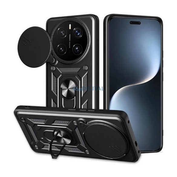 Protector de telefon din silicon Defender (rezistent la șocuri, inel de reținere, protector de cameră) Negru Honor Magic7 Pro