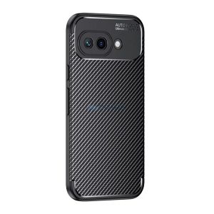 Silicon protector de telefon (rezistent la șocuri, călcâi cu pernă de aer, model de carbon) Negru Google Pixel 9a