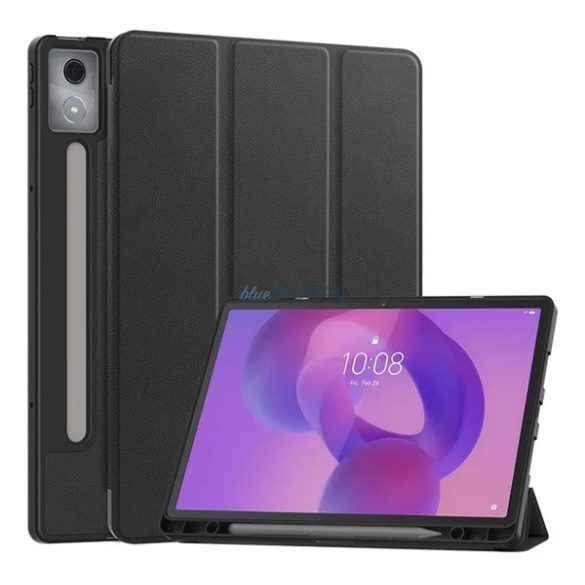 Carcasă permanentă, efect piele (FLIP activ, deschidere laterală, TRIFOLD, suport pentru birou, suport pentru creioane) BLACK Lenovo Idea Tab Pro (TB373FU) WIFI