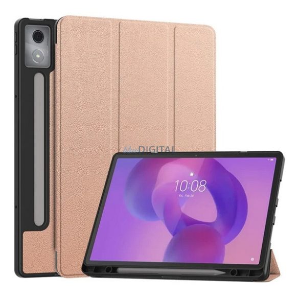 Carcasă Standing, efect piele (activ FLIP, deschidere laterală, TRIFOLD, suport de birou, suport creion) GOLDEN Lenovo Idea Tab Pro (TB373FU) WIFI