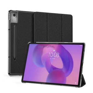 DUX DUCIS DOMO Husă din piele cu efect permanent (FLIP activ, deschidere laterală, TRIFOLD, suport pentru desktop, suport pentru stilou) NEGRU Lenovo Idea Tab Pro (TB373FU) WIFI