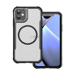   HUSĂ! - Protector de telefon din silicon (rezistent la șocuri, călcâi cu bule, protector de cameră, model de carbon, MagSafe) Negru Apple iPhone 11