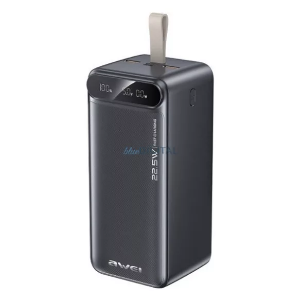 AWEI PA-13 Încărcător de urgență 2 prize USB+Type-C (50000mAh, 22.5W, încărcător rapid PD, afișaj LED) NEGRU