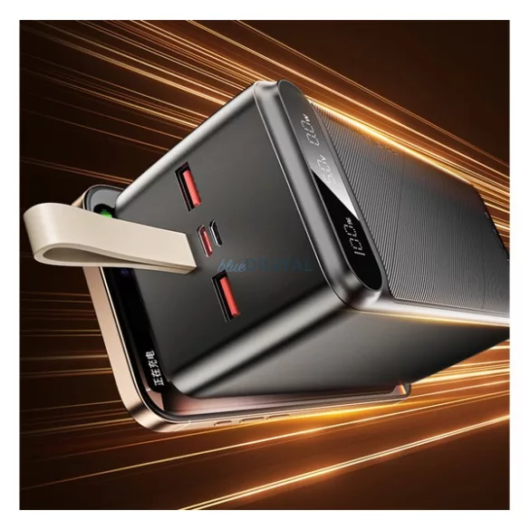 AWEI PA-13 Încărcător de urgență 2 prize USB+Type-C (50000mAh, 22.5W, încărcător rapid PD, afișaj LED) NEGRU