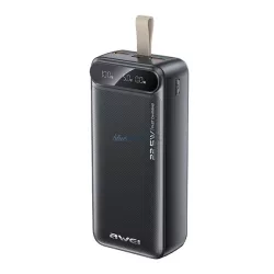   AWEI PA-12 Încărcător de urgență 2 mufe USB+Type-C (30000mAh, 22.5W, încărcător rapid PD, afișaj LED) NEGRU