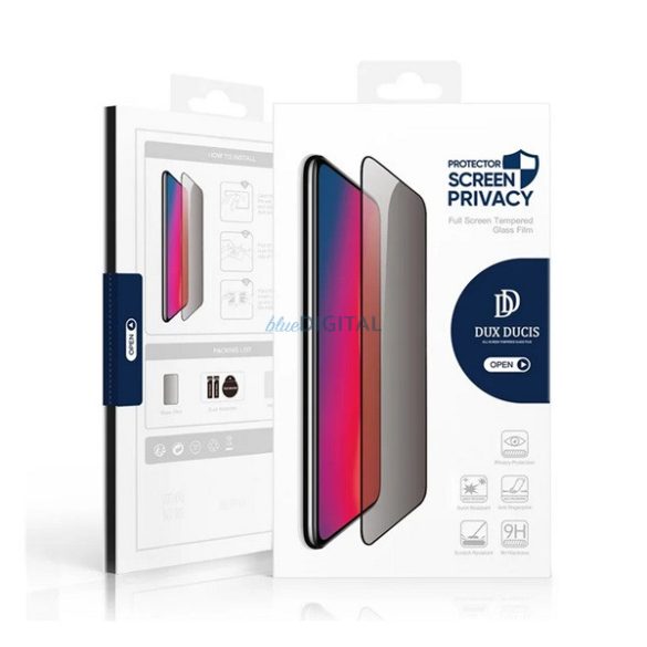 DUX DUCIS PRIVACY ecran protector de sticlă (2.5D, full glue, anti-orbire, 0.33mm, 9H) BLACK Samsung Galaxy S25 (SM-S931)