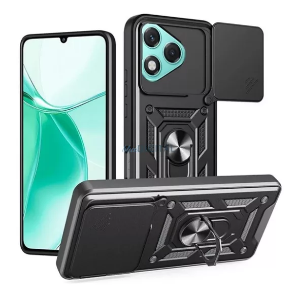 HUSĂ! - Protector de telefon din silicon Defender (rezistent la șocuri, inel de reținere, protector pentru cameră) Negru Honor 400 Lite