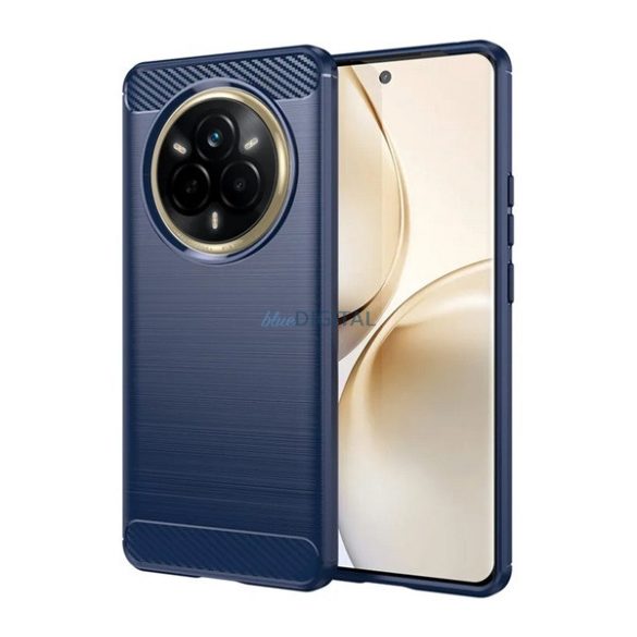 Silicon protector de telefon (rezistență la impact, călcâi pernă de aer, periat, model de carbon) BUTTON Realme 14 Pro