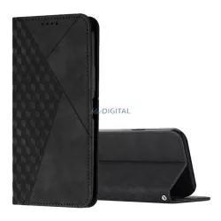   HUSĂ! - Husă permanentă cu efect de piele (FLIP, deschidere laterală, desktop, diamant 3D, premium) Negru Realme 14 Pro Plus