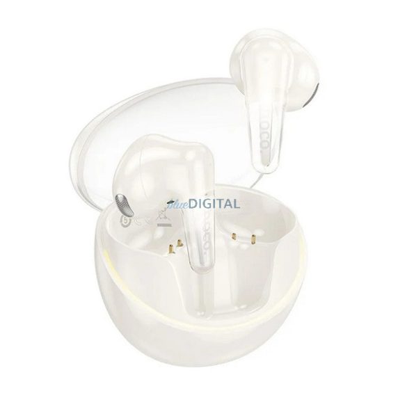 HOCO EW202 cască bluetooth STAREO (v5.4, TWS, microfon + încărcător) ALB