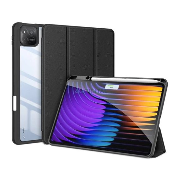 DUX DUCIS TOBY caz în picioare, efect de piele (activ FLIP, deschidere laterală, TRIFOLD, suport de birou, suport de creion) BLACK Xiaomi Pad 7 Pro, Pad 7