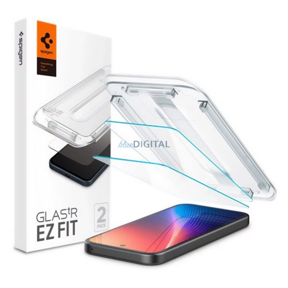SPIGEN EZ FIT ecran protector de sticlă 2pcs (2.5D, caz-friendly, ultra-subțire, 0.2mm, 9H + cadru) pentru Google Pixel 9a