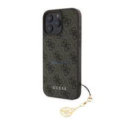   HUSĂ! - GUESS 4G CHARMS protecție de plastic pentru telefon (capac spate textil, curea telefon) Maro Apple iPhone 16 Pro Max