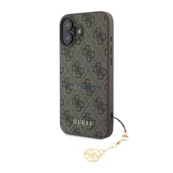   HUSĂ! - GUESS 4G CHARMS protecție de plastic pentru telefon (capac din spate textil, curea pentru telefon) Maro Apple iPhone 16