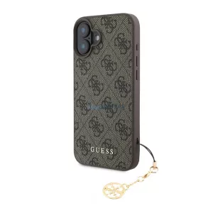 HUSĂ! - GUESS 4G CHARMS protecție de plastic pentru telefon (capac din spate textil, curea pentru telefon) Maro Apple iPhone 16