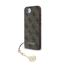   HUSĂ! - GUESS 4G CHARMS protecție de plastic pentru telefon (capac din spate textil, curea pentru telefon) Maro Apple iPhone 16e