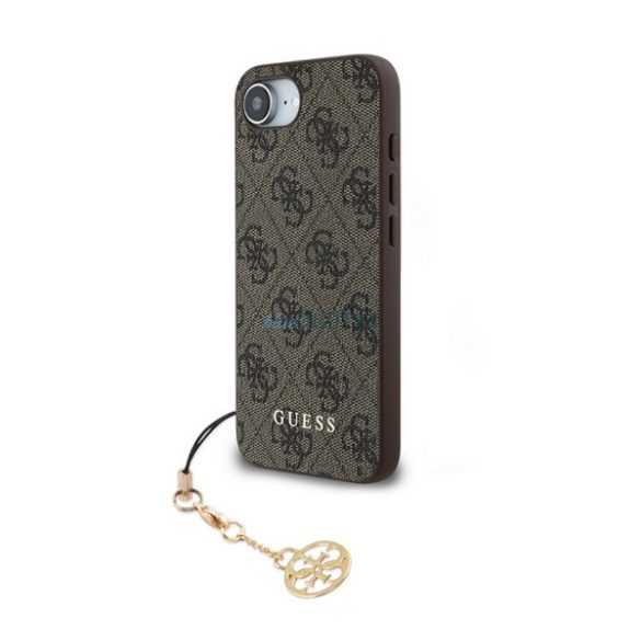 GUESS 4G CHARMS protecție de plastic pentru telefon (capac din spate textil, curea pentru telefon) Maro Apple iPhone 16e