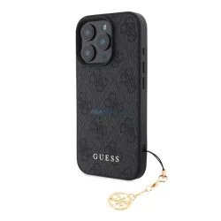   HUSĂ! - GUESS 4G CHARMS protecție de plastic pentru telefon (capac din spate textil, curea pentru telefon) Gri Apple iPhone 16 Pro Max