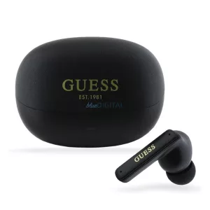 Căști bluetooth GUESS CAPSULE STAREO (v5.3, TWS, microfon, anulare activă a zgomotului, IPX6 + încărcător) NEGRU