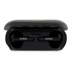   Căști bluetooth GUESS ELONGATED METALLIC STAREO (v5.3, TWS, microfon, anulare zgomot + încărcător) NEGRU