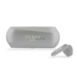   Căști bluetooth GUESS ELONGATED METALLIC STAREO (v5.3, TWS, microfon, anulare zgomot + încărcător) GREY