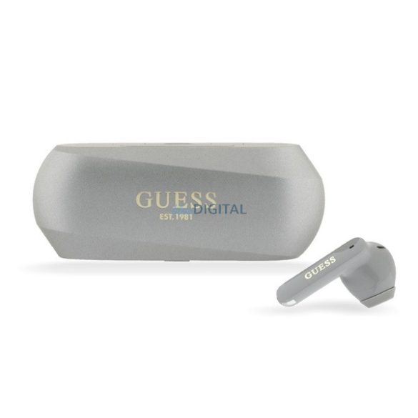 Căști bluetooth GUESS ELONGATED METALLIC STAREO (v5.3, TWS, microfon, anulare zgomot + încărcător) GREY