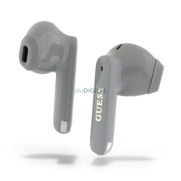 Căști bluetooth GUESS ELONGATED METALLIC STAREO (v5.3, TWS, microfon, anulare zgomot + încărcător) GREY