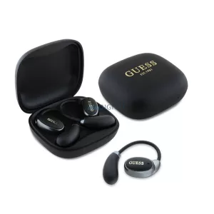 GUESS SATIN CLASSIC LOGO căști bluetooth STAREO (v5.4, TWS, in-ear, microfon + încărcător) NEGRU