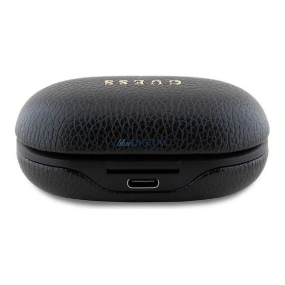 GUESS PU GRAINED căști bluetooth STAREO (v5.3, TWS, microfon, anulare zgomot, IPX5 + încărcător) NEGRU