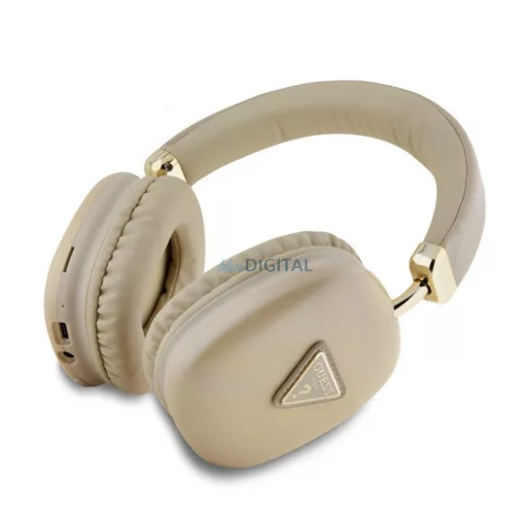 GUESS SAFFIANO căști bluetooth STAREO (v5.3, microfon, anulare zgomot, IPX4 rezistent la apă, cititor de carduri microSD) AUR