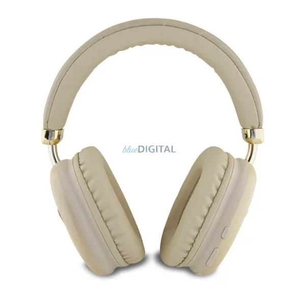 GUESS SAFFIANO căști bluetooth STAREO (v5.3, microfon, anulare zgomot, IPX4 rezistent la apă, cititor de carduri microSD) AUR