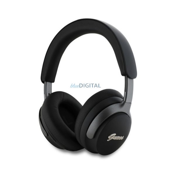 GUESS PU LEATHER SCRIPT LOGO căști bluetooth STAR (v5.4, microfon, anulare activă a zgomotului, impermeabilitate IPX4) NEGRU