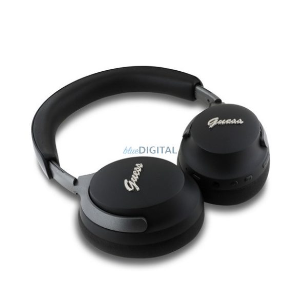 GUESS PU LEATHER SCRIPT LOGO căști bluetooth STAR (v5.4, microfon, anulare activă a zgomotului, impermeabilitate IPX4) NEGRU