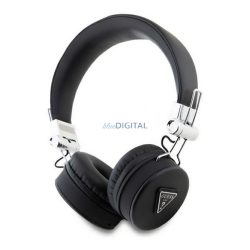   GUESS PU GRAINED TRAINGLE LOGO căști bluetooth STAR (v5.3, microfon, anulare zgomot, cititor card microSD) NEGRU