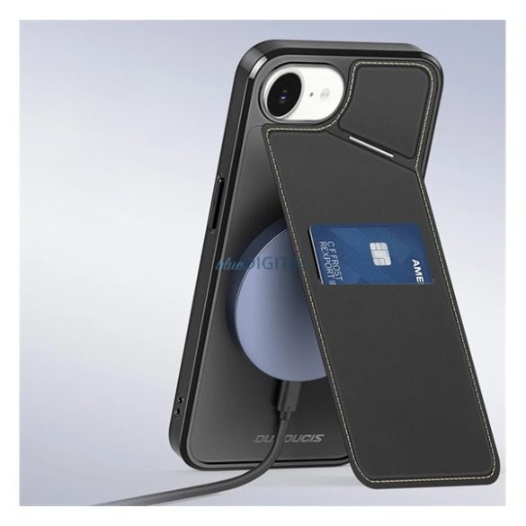 DUX DUCIS RAFI II MAG silicon telefon protector (titular de card, buzunar card, RFID, MagSafe) Negru Apple iPhone 16e