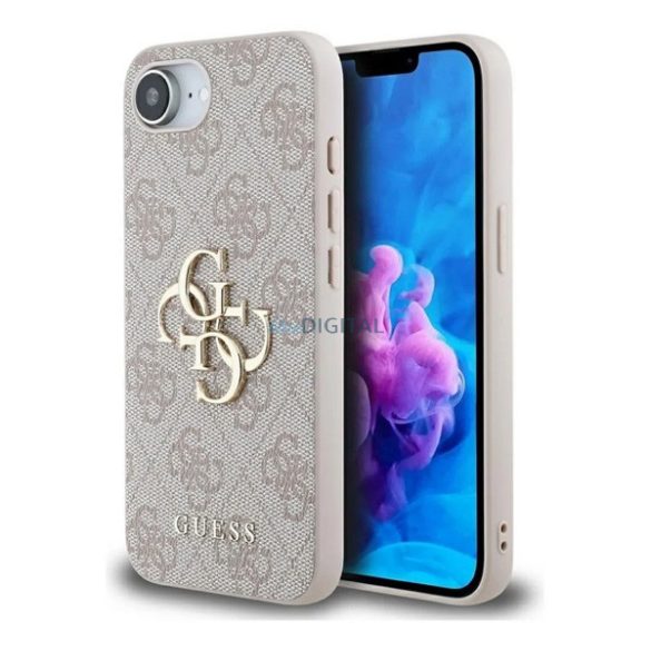 GUESS PU 4G METAL LOGO CASE plastic protector de telefon (rezistent la șocuri, efect de piele spate) BRONZE Apple iPhone 16e