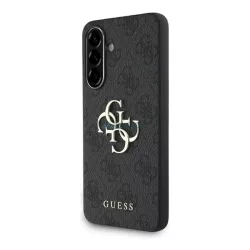   HUSĂ! - GUESS PU 4G METAL LOGO CASE plastic protector de telefon (rezistent la șocuri, efect de piele spate) Gri Samsung Galaxy A36 5G (SM-A366)