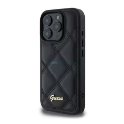   HUSĂ! - GUESS PU LEATHER QUILTED silicon protector de telefon (rezistent la șocuri, piele efect spate, diamant) Negru Apple iPhone 16 Pro