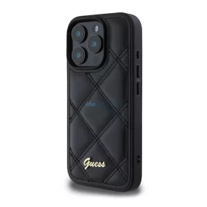 HUSĂ! - GUESS PU LEATHER QUILTED silicon protector de telefon (rezistent la șocuri, piele efect spate, diamant) Negru Apple iPhone 16 Pro