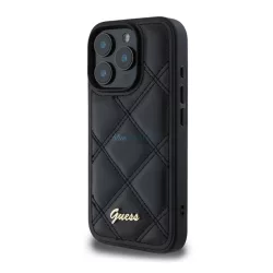  HUSĂ! - GUESS PU LEATHER QUILTED silicon protector de telefon (rezistent la șocuri, piele efect spate, diamant) Negru Apple iPhone 16 Pro Max