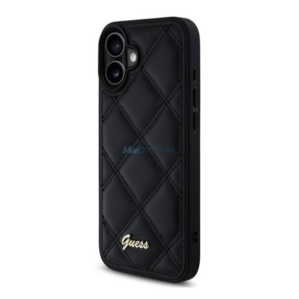 GUESS PU LEATHER QUILTED silicon protector de telefon (rezistent la șocuri, piele efect spate, diamant) Negru Apple iPhone 16