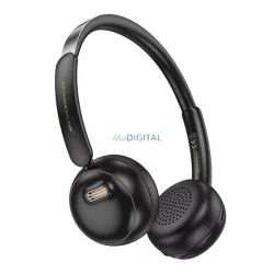  HOCO W62 căști bluetooth Stereo (v5.3, microfon, mufă jack de 3,5 mm) NEGRU