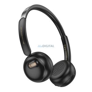 HOCO W62 căști bluetooth Stereo (v5.3, microfon, mufă jack de 3,5 mm) NEGRU