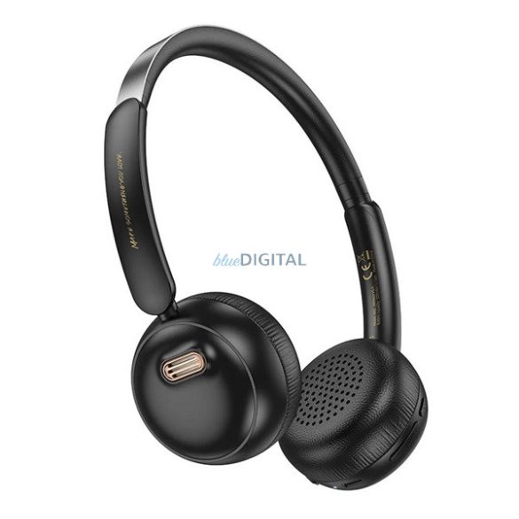 HOCO W62 căști bluetooth Stereo (v5.3, microfon, mufă jack de 3,5 mm) NEGRU