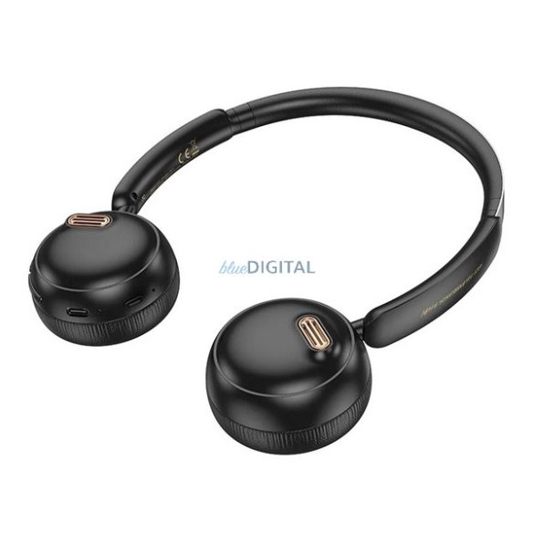 HOCO W62 căști bluetooth Stereo (v5.3, microfon, mufă jack de 3,5 mm) NEGRU