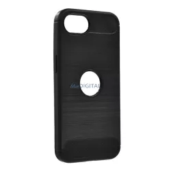   HUSĂ! - Silicon protector de telefon (rezistent la impact, bubble heel, periat, model de carbon, logo decupaj) Negru Apple iPhone 16e