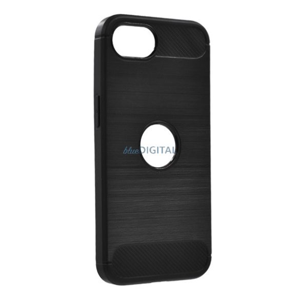 Silicon protector de telefon (rezistent la impact, bubble heel, periat, model de carbon, logo decupaj) Negru Apple iPhone 16e