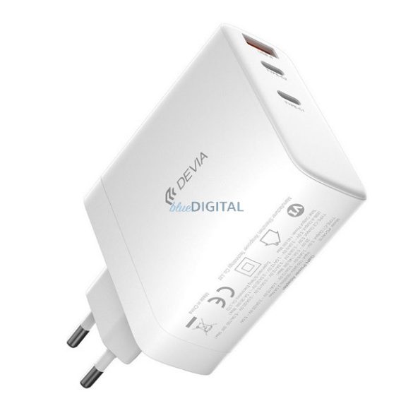 DEVIA EXTREME încărcător de rețea 2 prize Type-C/USB (140W, GaN, încărcător rapid PD) ALB