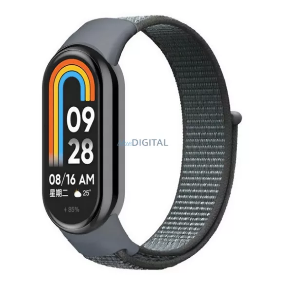 Curea de rezervă (dimensiune personalizată, nailon, velcro, respirabil) LIGHT GREY Xiaomi Smart Band 9, Band 8